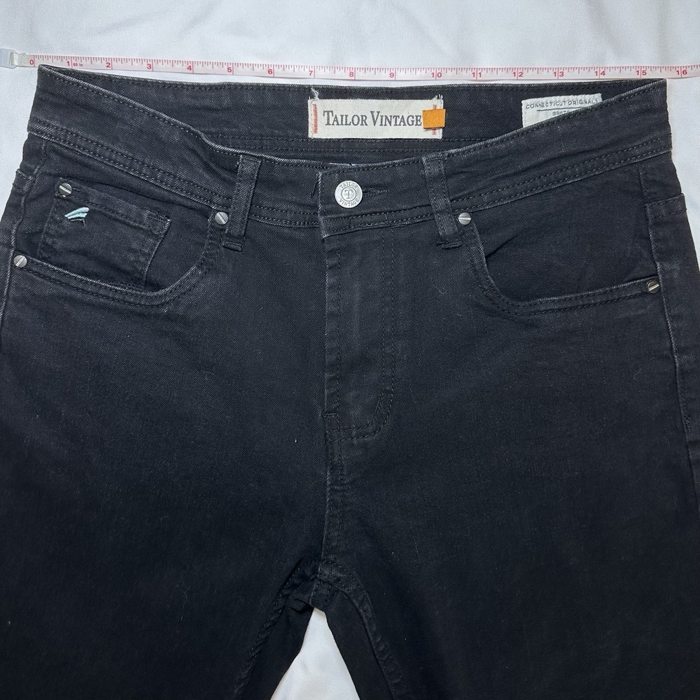 Tailor Vintage Men's 32x32 Black Denim Jeans Connecticut Bristol Skinny Fit - Picture 10 of 12